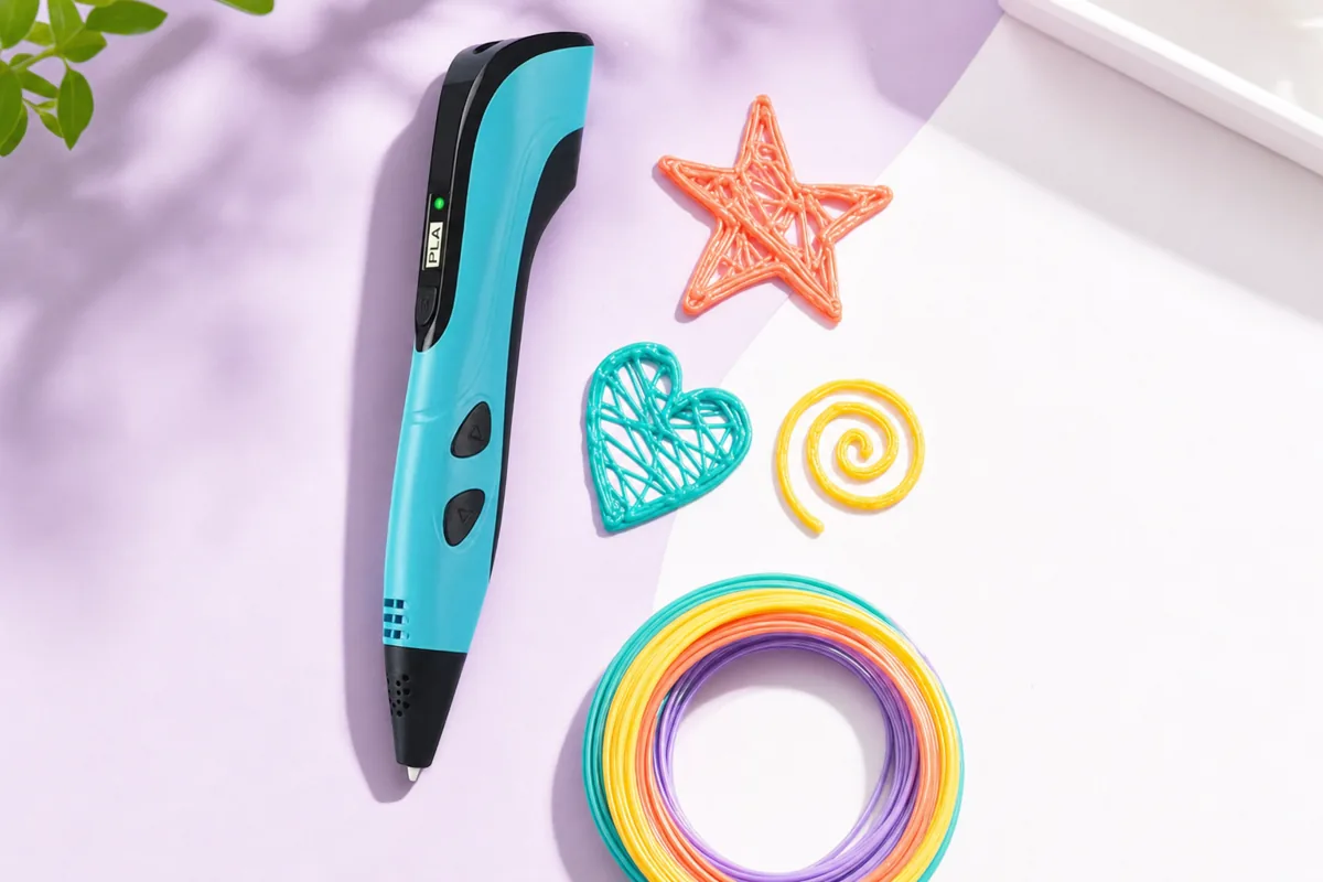 Les deux modèles de stylo 3D Sculpio, PCL et PLA, avec leurs créations